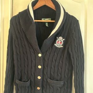 Vintage Polo Ralph Lauren Cardigan Sweater black cable knot cardigan